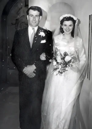 Margaret and Ken on their wedding day, 13 January 1951.