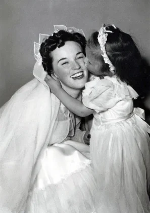 Linda aged three as Daphne's bridesmaid.